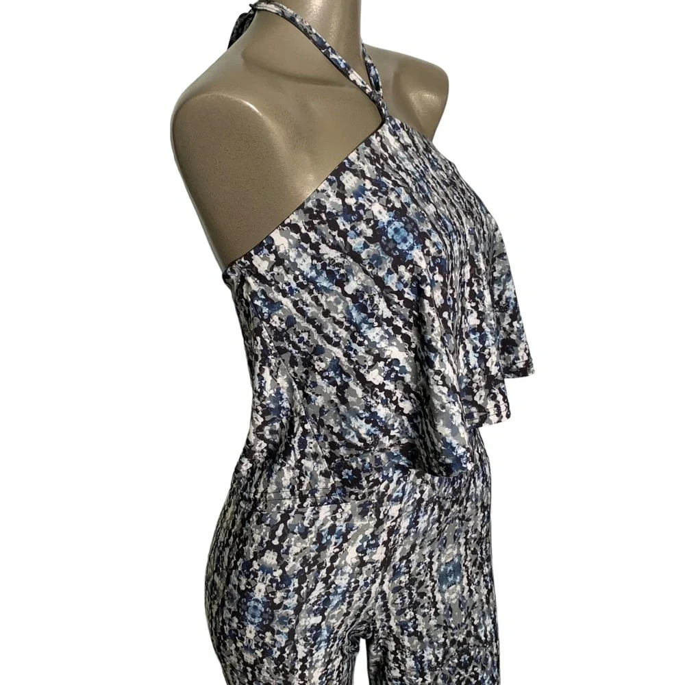 NEW! Deborah Viereck women’s XS jumpsuit printed stretch ruffle top sleeveless - Picture 10 of 10